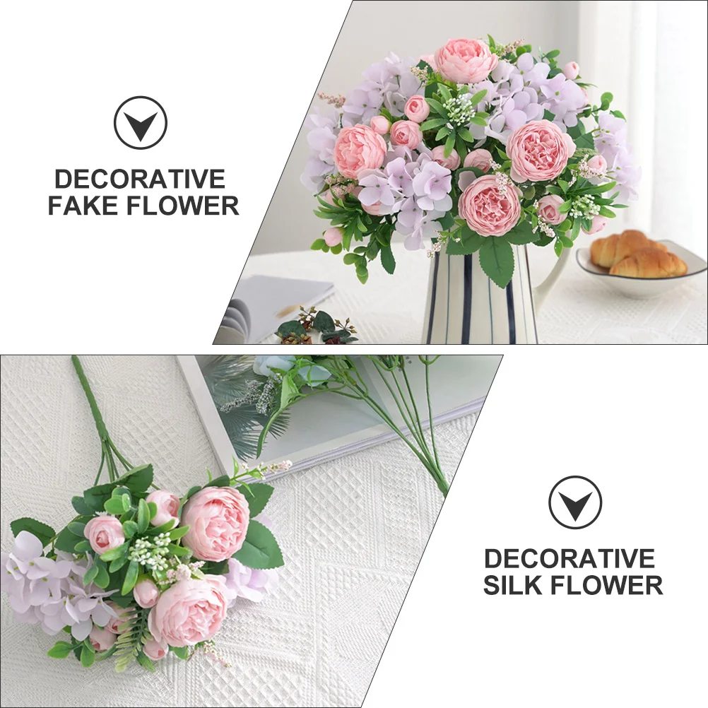 

1pc Simulation Flower Bouquet Artificial Silk Diy Wedding Bride Holding Decorative Fake Plant Arrangement Home Party Decoration
