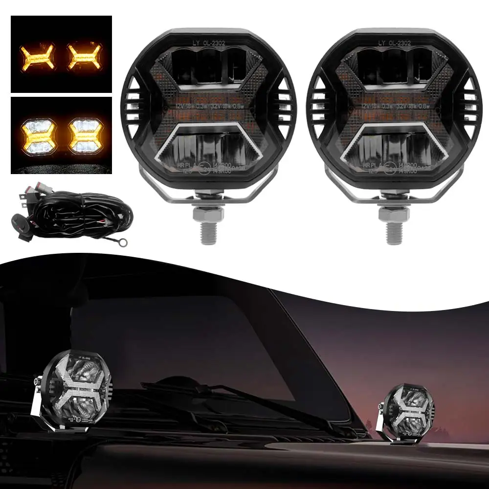

2Pc Offroad Driving High Beam And Running Light Compatible With Jeeps Atv Suv Engineering Vehicle Boat And So On Driving Lights