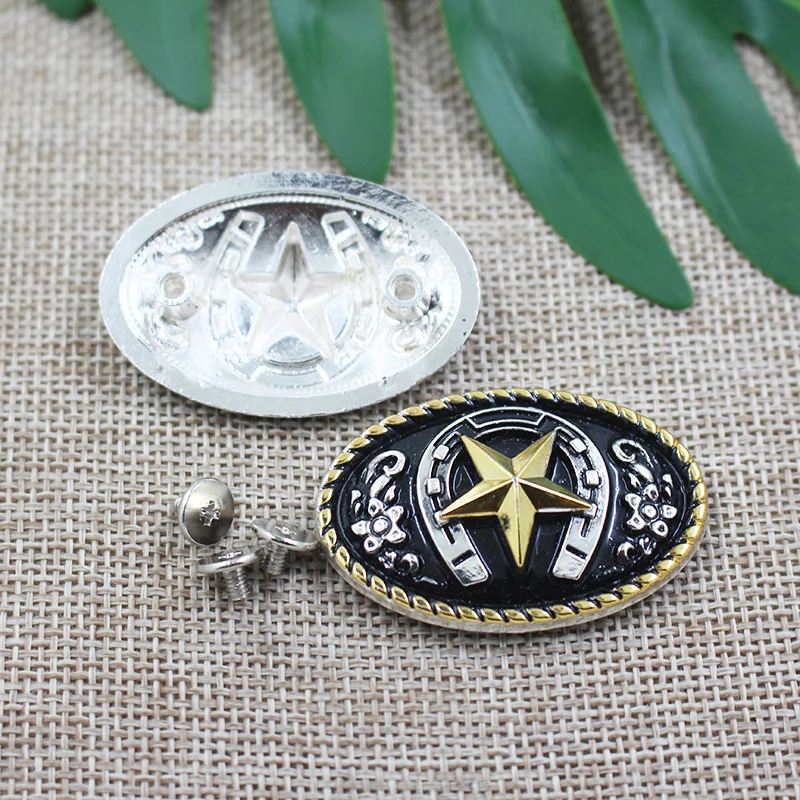 Retro Gold Star Carving Buttons Conchos Snaps Leather Decorative Accessories Stud Screw Back Rivet DIY Leathercraft Bag Belt