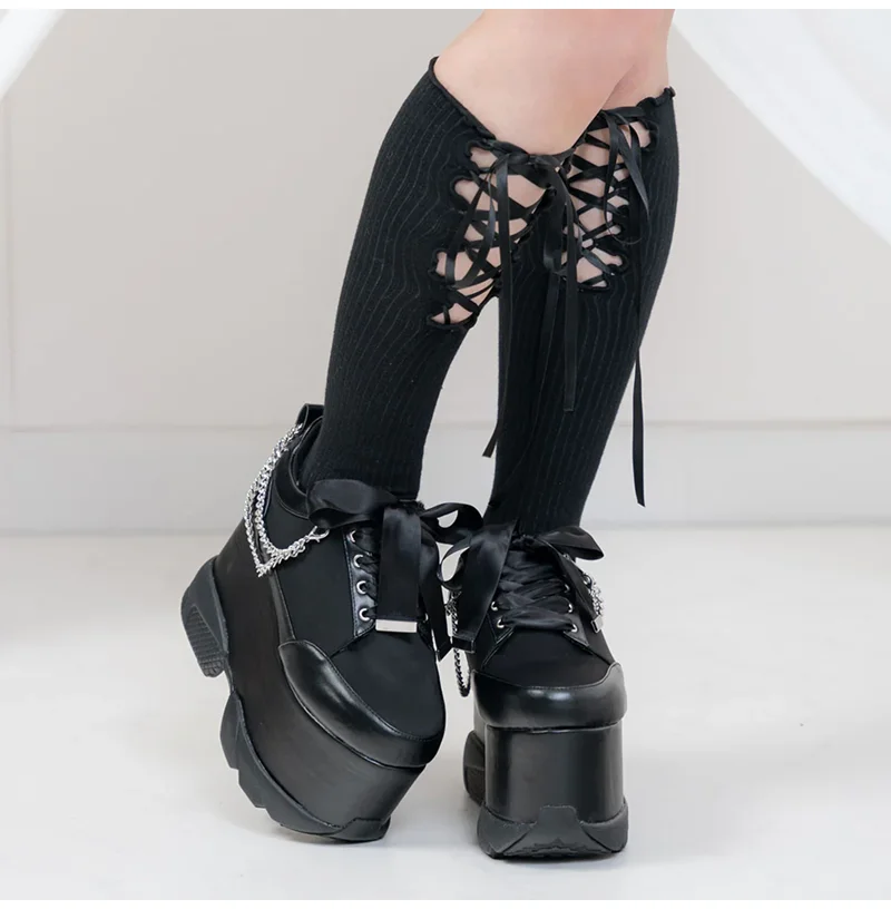 Japanese JK Uniform Pearl Chain Lolita Cute Preppy Style Mine Waterproof Platform Thick Bottom Casual Versatile Shoes For Women