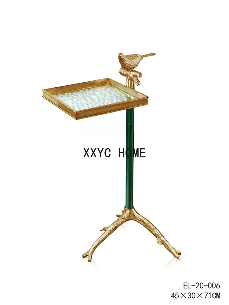 

European Style Italian Light Luxury Copper Art Side Table Corner Table Living Room Sofa Leisure Gold Small Coffee Table
