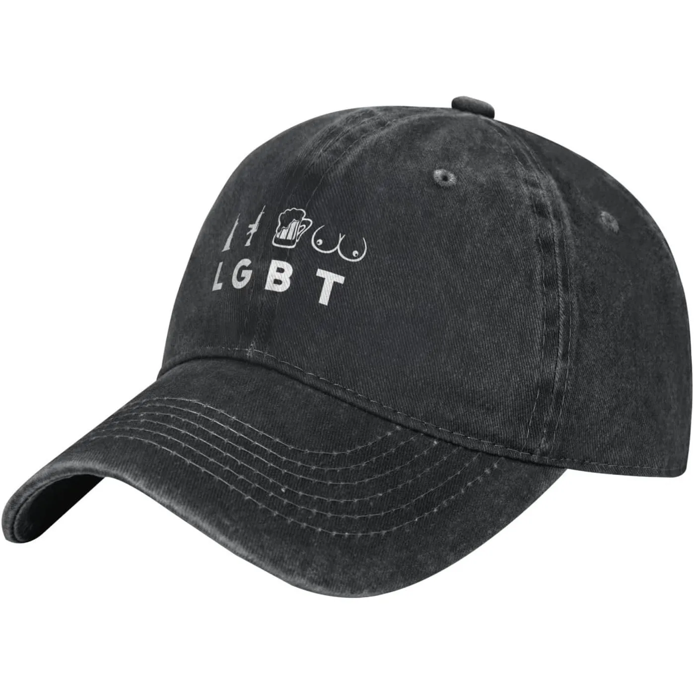 LGB T Funny Statement Washed Baseball Cap Cotton Adjustable Casual Dad Hat for Unisex