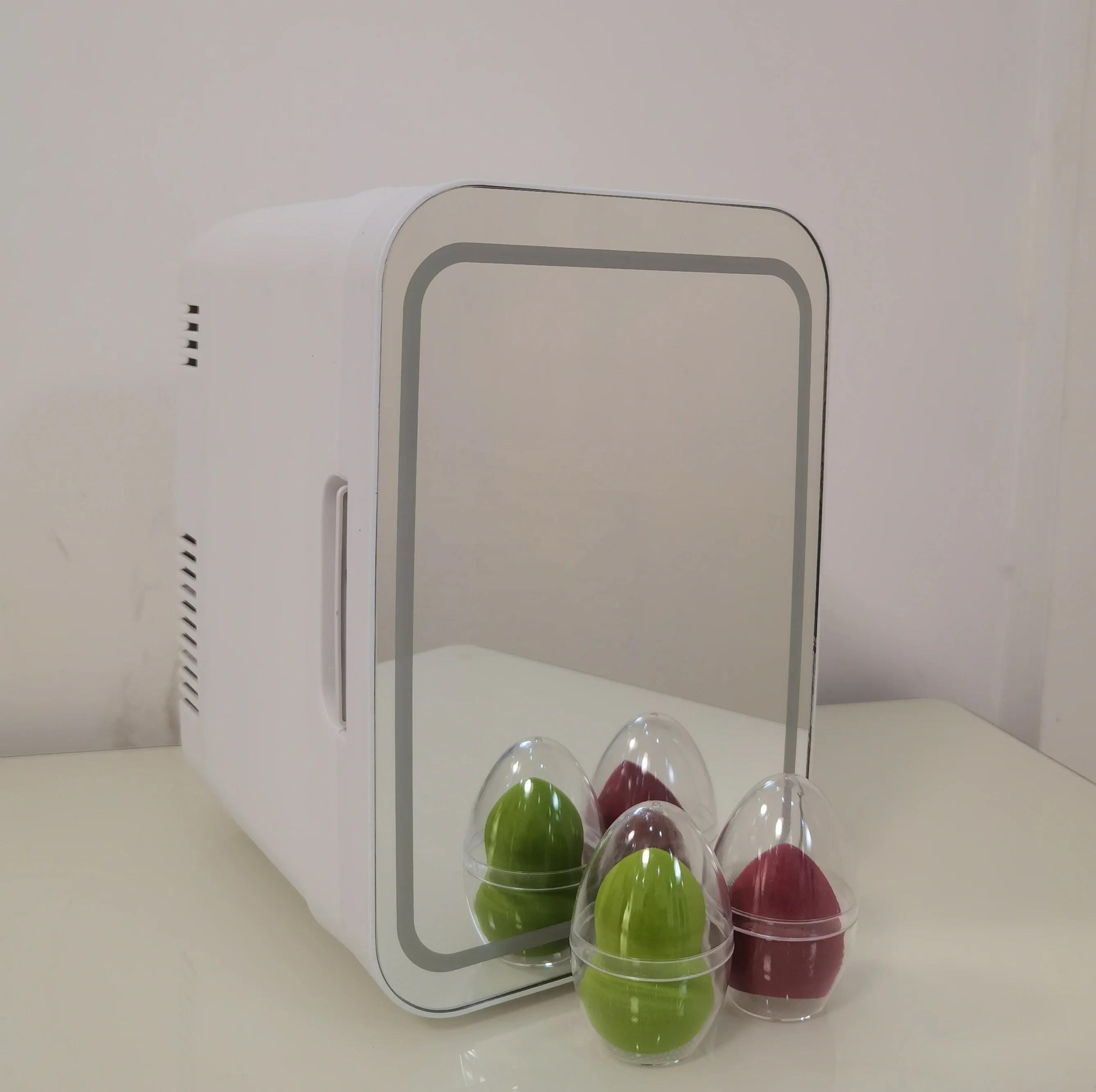 Mini refrigerador com espelho, luz LED portátil, beleza Skincare, pequenos frigoríficos, maquiagem cosmética, Hotel, 4L, 6L, 8L