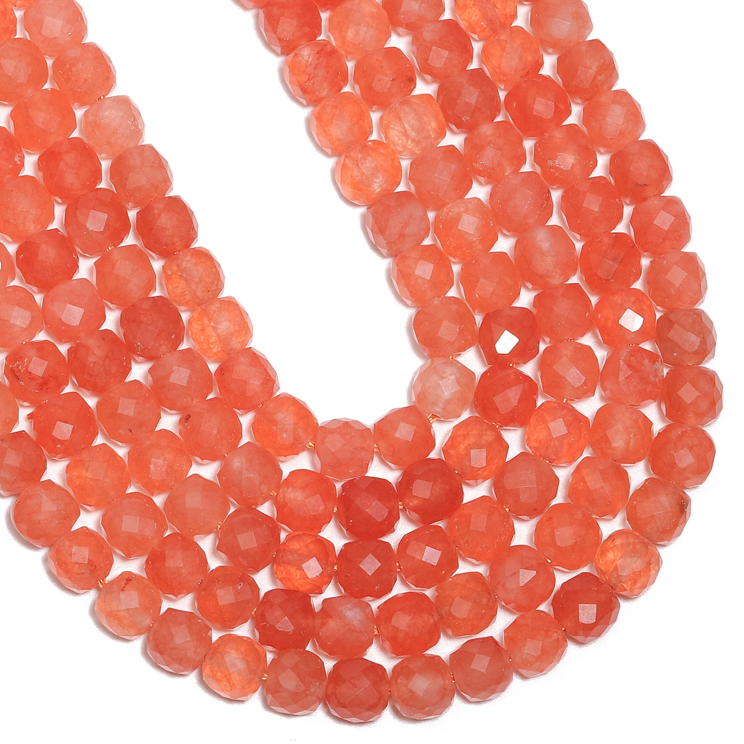AAA Faceted Cube Orange Jade Beads Natural Stone Square Spacer Beads For Jewelry Making DIY Charms Bracelets Accessories 7mm