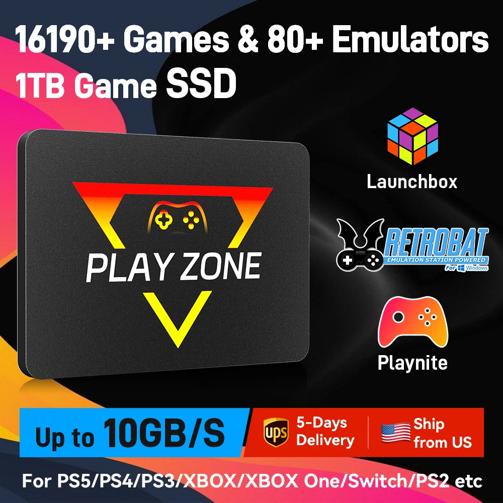 JMachen 1TB Gaming SSD 3 System in 1 Game Console 80+ Emulators for PS5/PS4/XBOX/XBOX One/PS3/SWITCH with 16191 3D & Retro Games