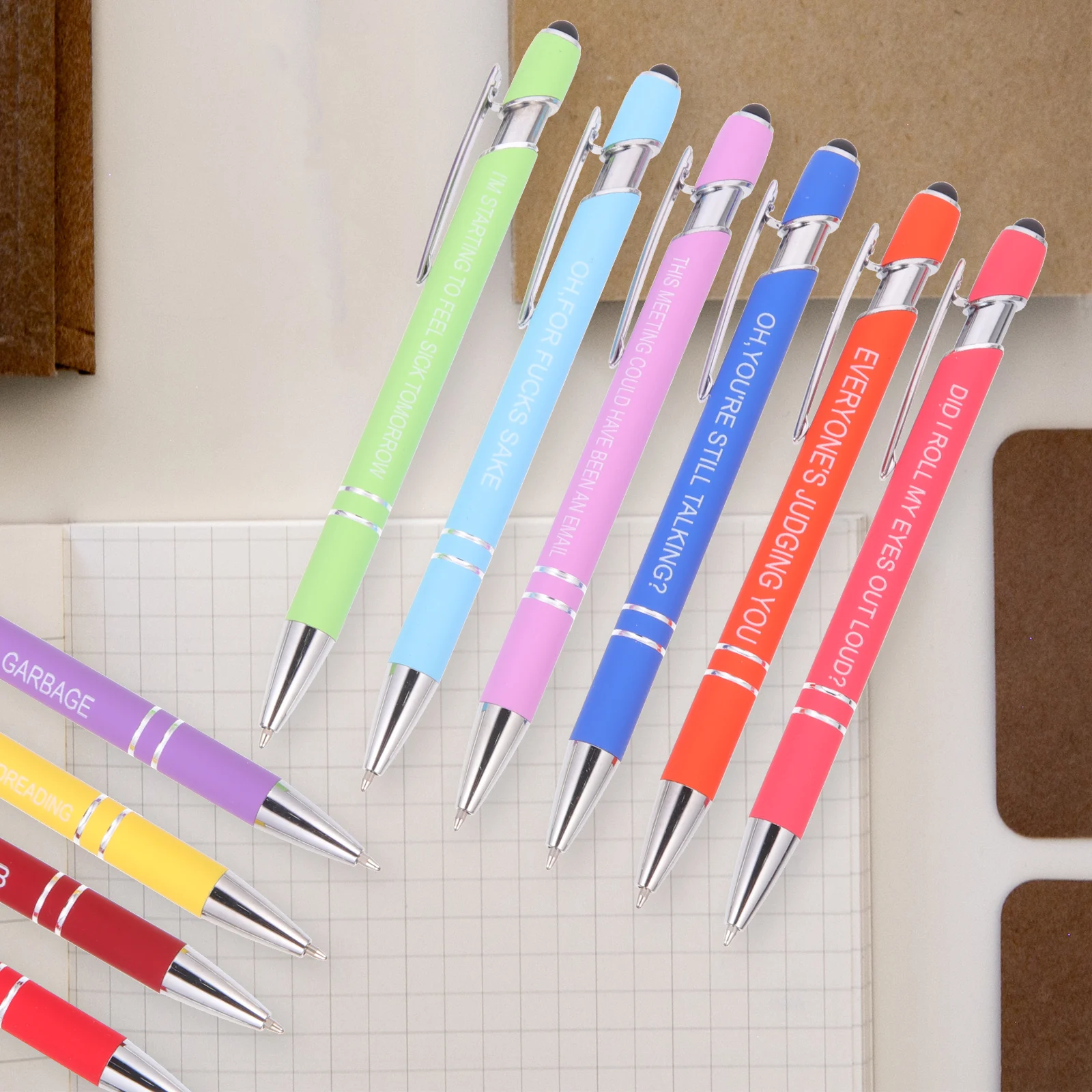 

10pcs Inspirational Motto Pen Set Creative Ballpoint Pens Portable Writing Pen Office Study Household Smooth Ergonomic Fun Pens