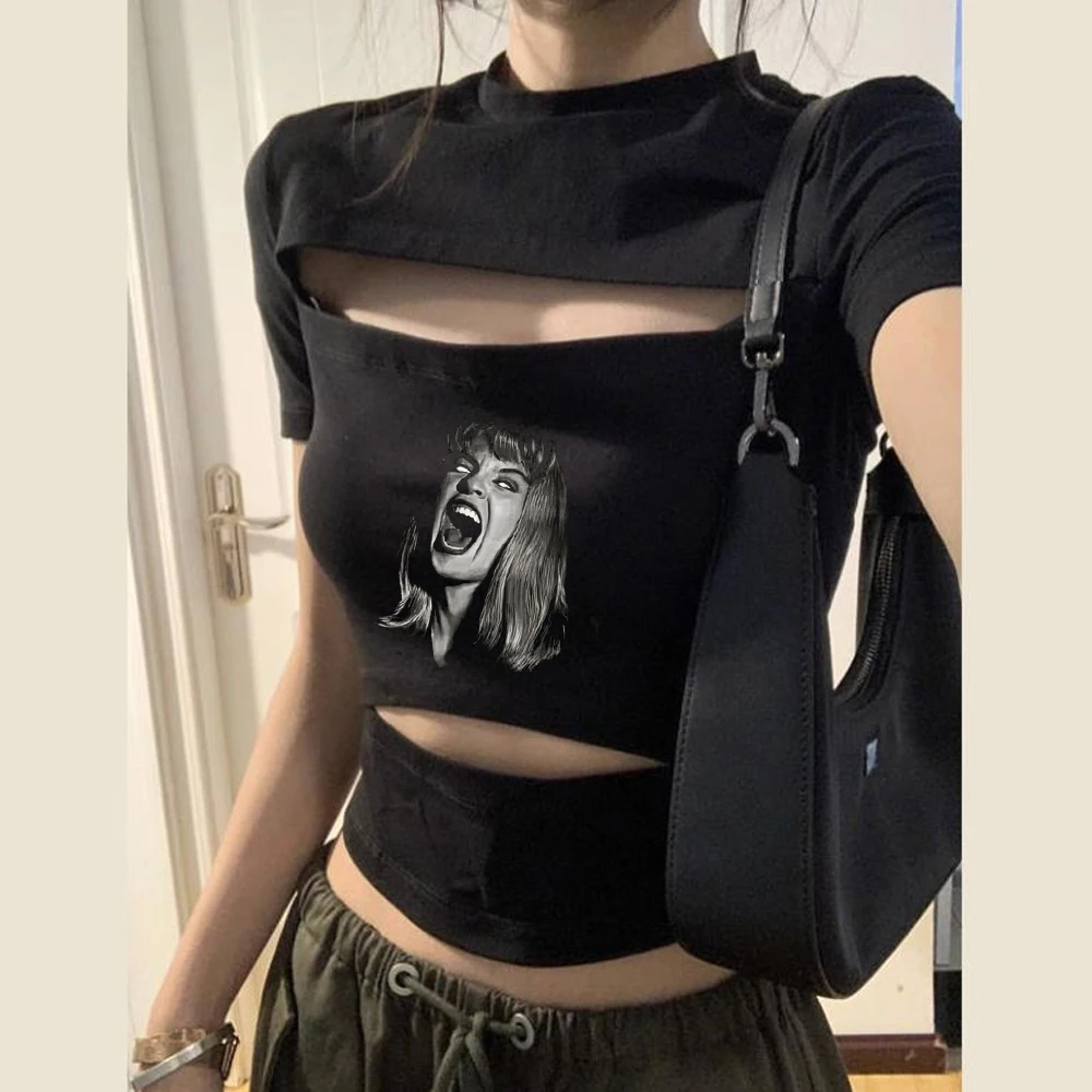 Twin Peaks cropped top female scene  clearance sales goth kawaii shirt manga meme clearance sales party