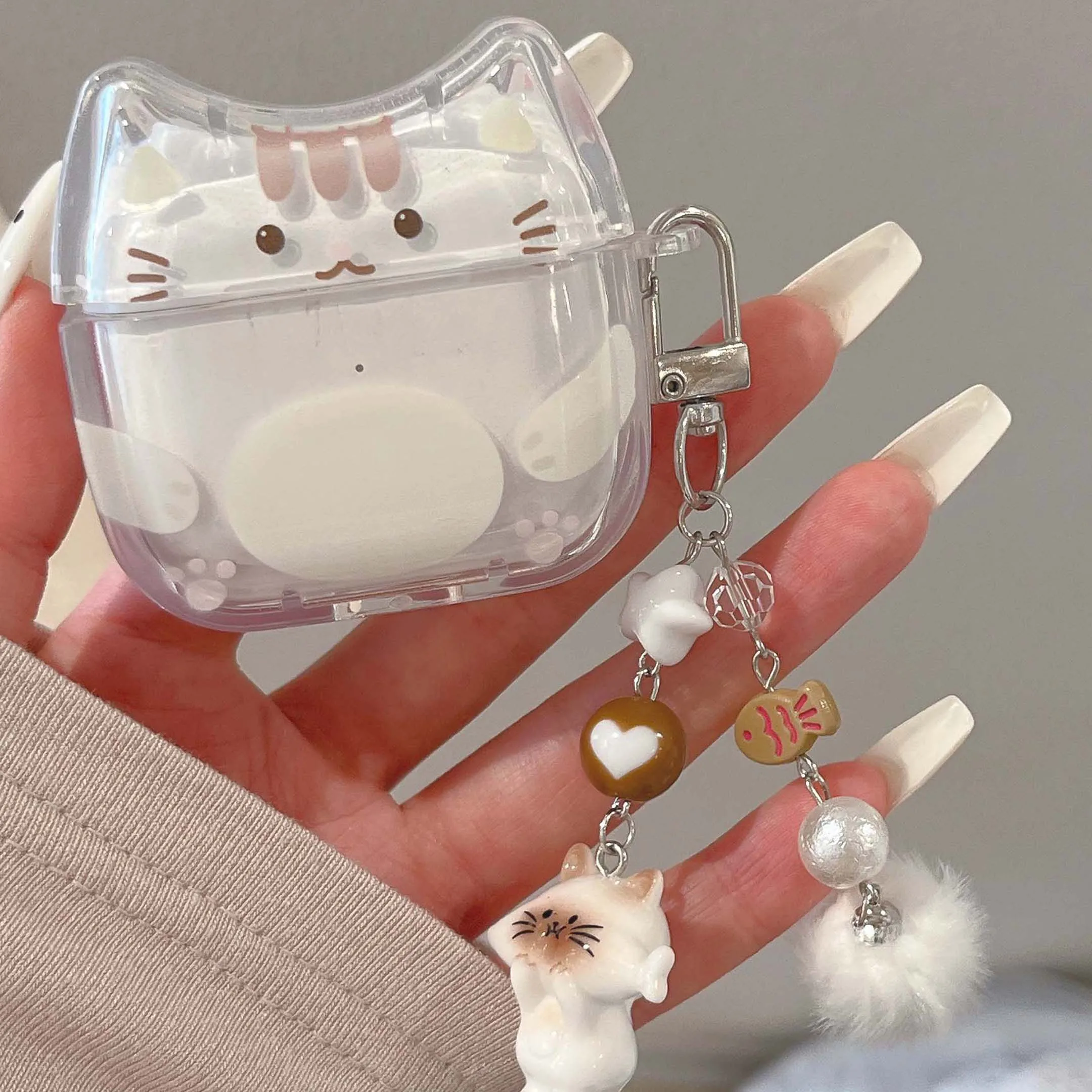Cartoon-Katzen-Schutzhülle für Kopfhörer, stoßfest, Kristall-Design, kabellose Bluetooth-Ladebox für Apple AirPods 4 1 Pro 2nd 3 2 Headset-Abdeckung