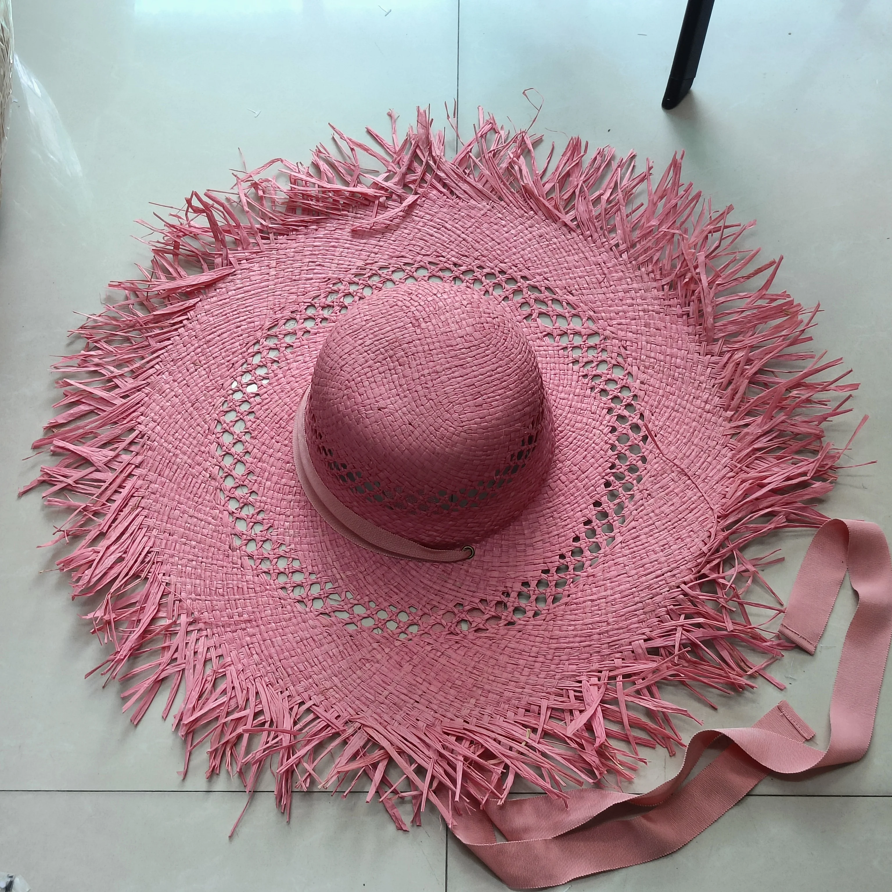 wide brim Raffia straw hat women \'s summer hat elegant women\'s hand-woven beach vacation sun protection hat sun caps 여름모자