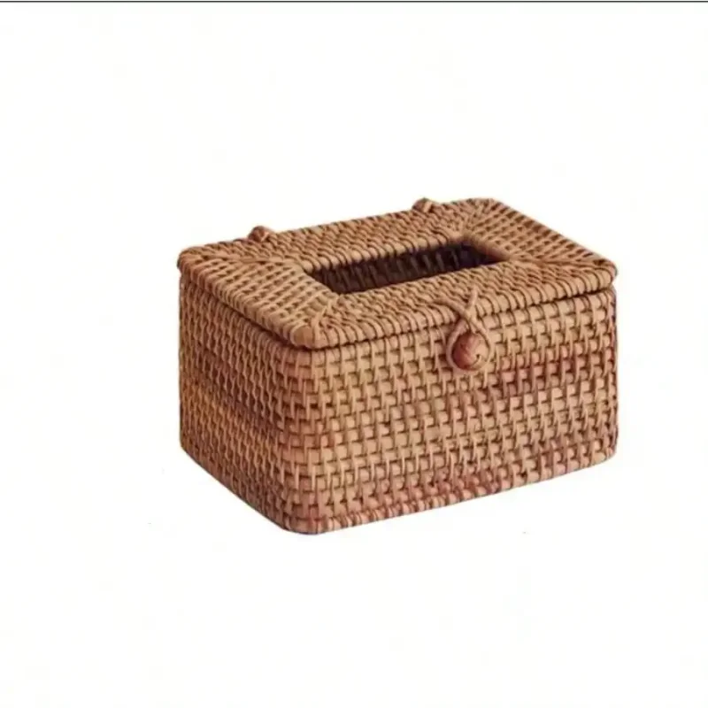 

Creative Exquisite Woven Facial Tissue Box Handmade Rattan Drawer Box Bathroom Accessories Desktop Rattan Rattan Decoration