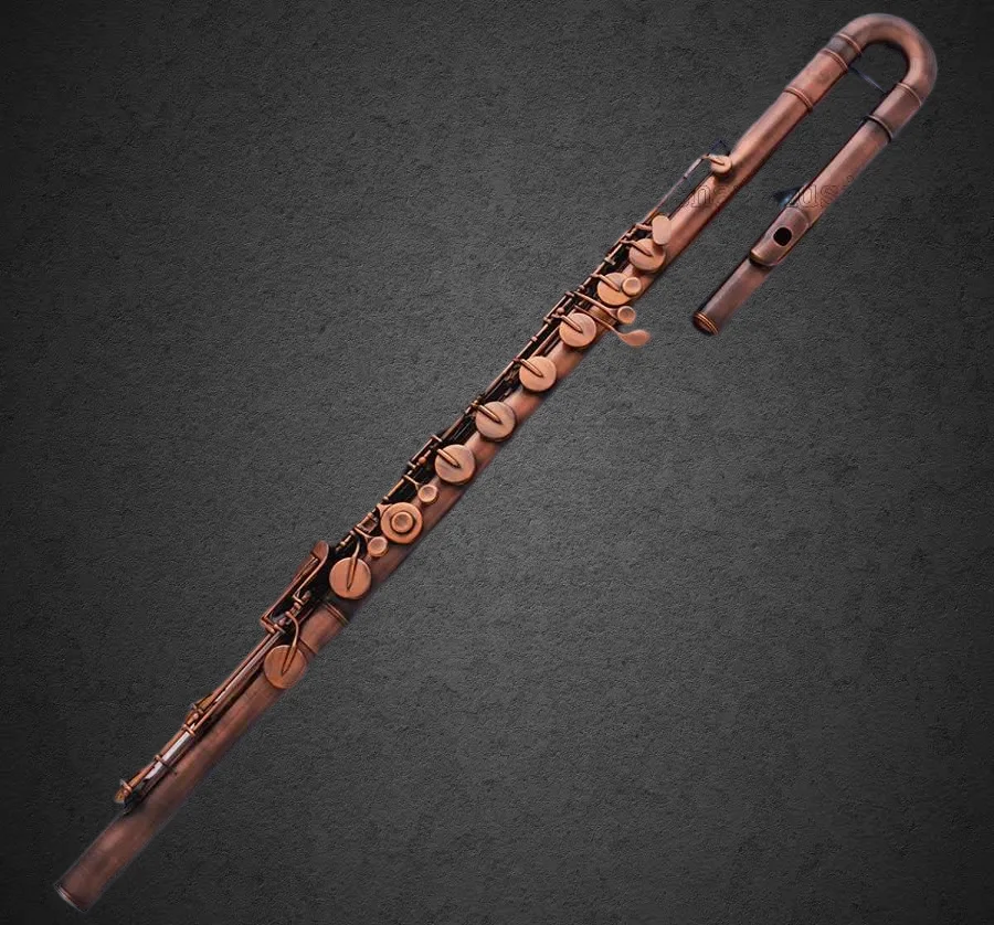 2026 Professional Bass Flute C Key Red Antique Italian Pads Newest With Case new1