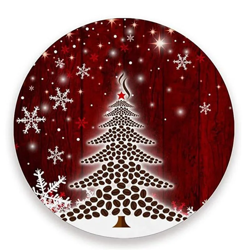 Elevate Your Christmas Table Setting with the Cozy Reddish-Brown Ceramic Christmas Tree Coaster Set!