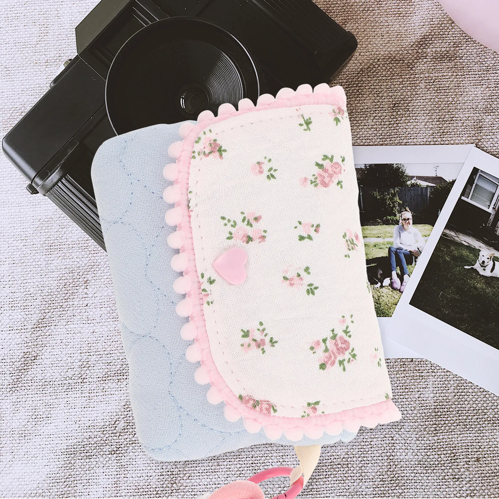 Portable Camera Storage Bag Cotton Floral Pattern Small Lightweight Travel Organizer Pouch for Outdoor Photography and City