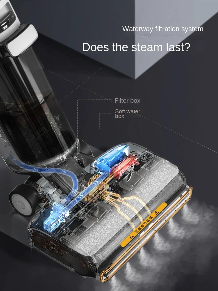 Tineco เครื่องทำความสะอาดพื้นไอน้ำไร้สายแบบ Steam2.0ดูดขอบคู่เครื่องทำความสะอาดในครัวเรือนแบบลากล้างและไอน้ำ