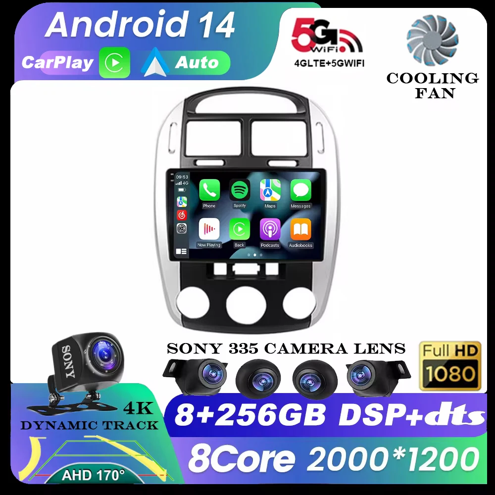 

Android 14 For Kia Cerato 2004 - 2008 Car Radio Multimedia Video Player Navigation Stereo GPS Carplay Auto WIFI 360 Camera QLED