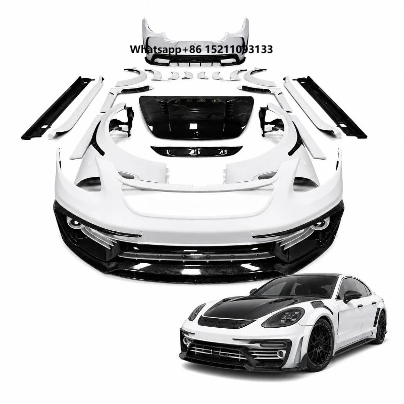 For 971 2017-2023 MSY Style Wet Carbon Fiber Wide Body Kit Front Rear Bumper Side Skirts Hood