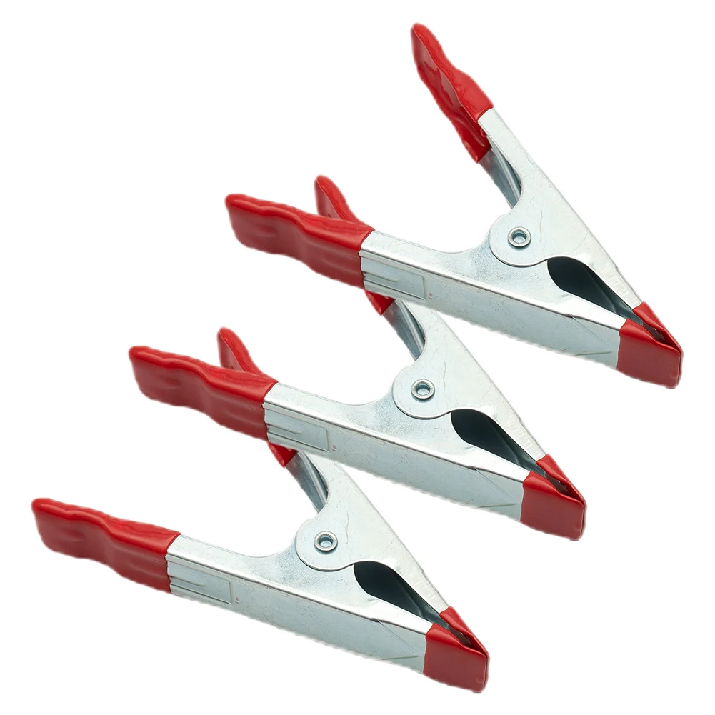 10/8/3/2/1pcs 2/4/6 Inch Mini Metal Heavy Duty Spring Clamps Crocodile Clip Red Plastic Tips Tool Clips Grip Holder