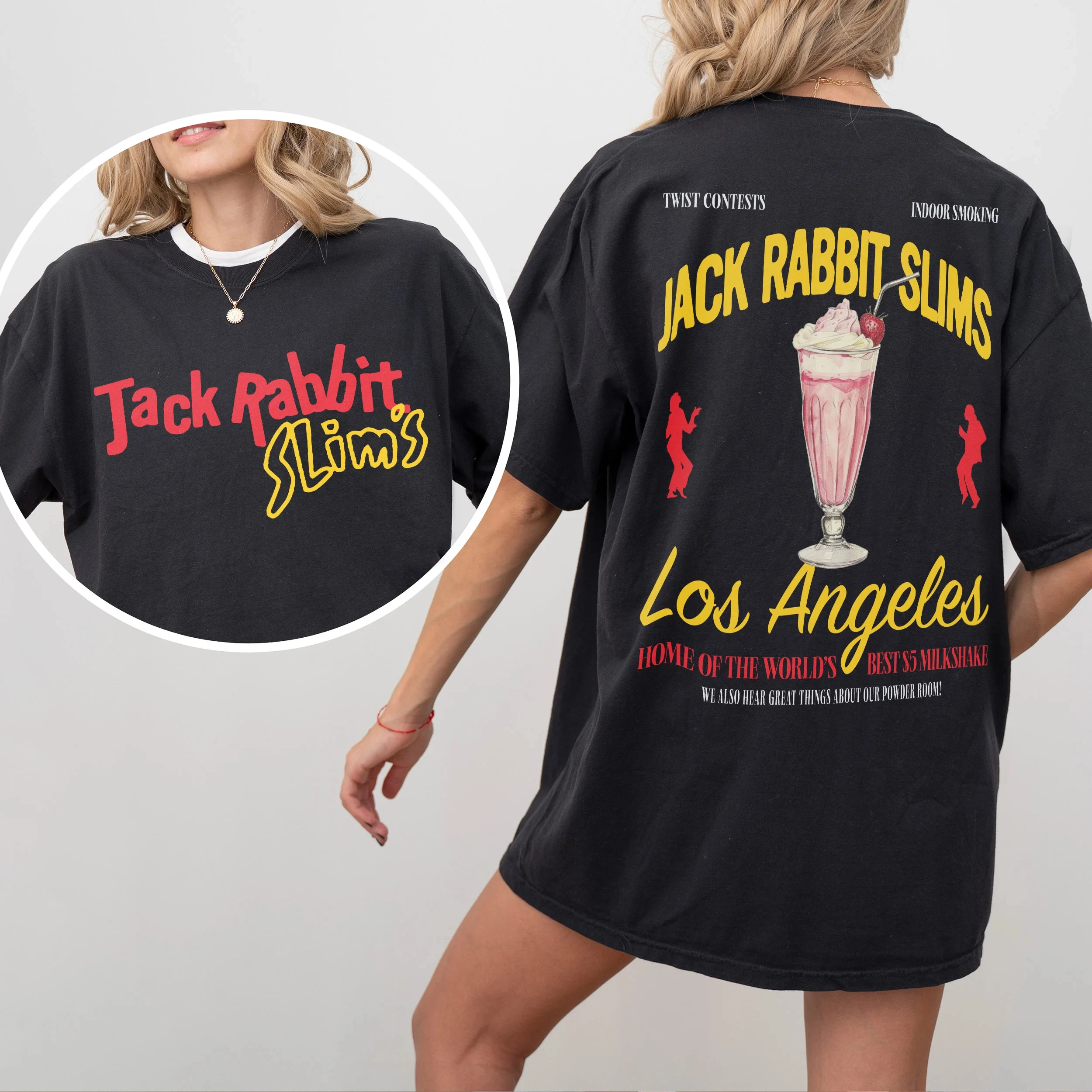 Jack Rabbit Slims T-Shirt Retro Pulp Movie Graphic Shirt Design Fiction Quentin Tarantino Movie Memorabilia Graphic Tee
