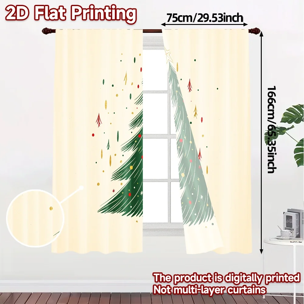 2pcs,Curtains Christmas Tree Festive_c Modern Curtains Digital Printed Versatile Fabric Curtains Decorations For Home Ldeal for