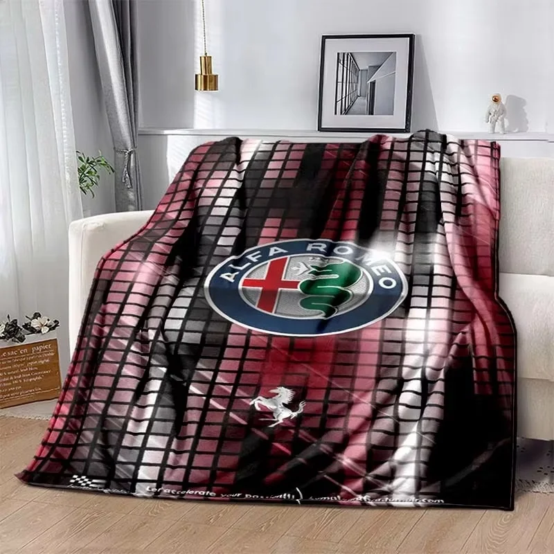 Cobertor com logotipo impresso de alta definição a-Alfa Romeo-o, fofo, confortável e quente para casa, sofá-cama, escritório, viagens, cobertores de acampamento