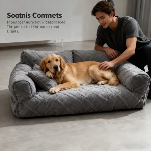 Plush Pet Sofa Bed - Extra Thick Winter Warmth Large Detachable Washable Dog Cat Cover Pet Sofa Nest Pet Supplies