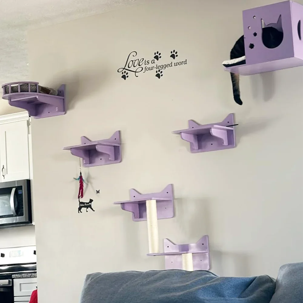 An der Wand montiertes Katzenhaus, Katzenbett, Katzenkratzbaum, Katzen-Innenmöbel, geeignet für Kätzchen zum Ausruhen und Schärfen ihrer Krallen