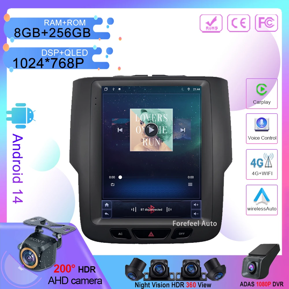 9.7 Inch Android 14 For Dodge Ram 4 IV DJ DS 2013 - 2019 AutoRadio Carplay 4G Multimedia Player WIFIGPS Navigation No 2din DVD