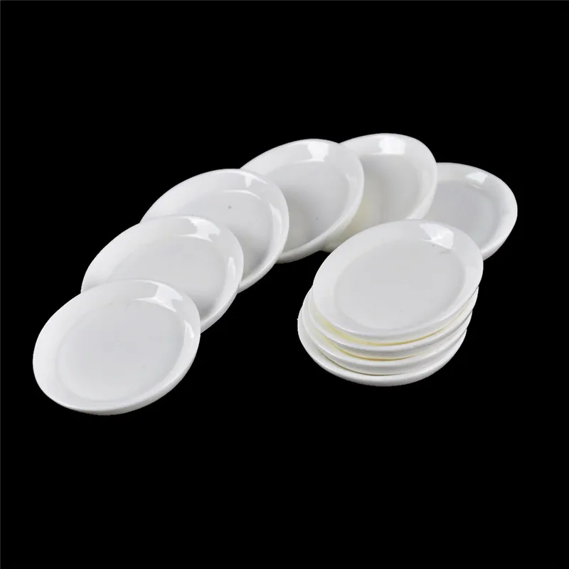 10pcs Dollhouse Miniature Resin Trays Plates Doll Mini Food Dishes Tableware