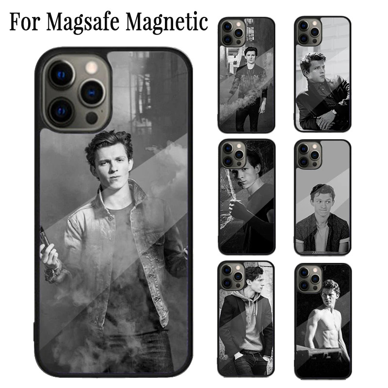 Tom Holland Magnetic Phone Case Coque For iPhone 16 15 14 Plus 13 12 Mini 11 Pro Max Magsafe Wireless Charging Cover Capa