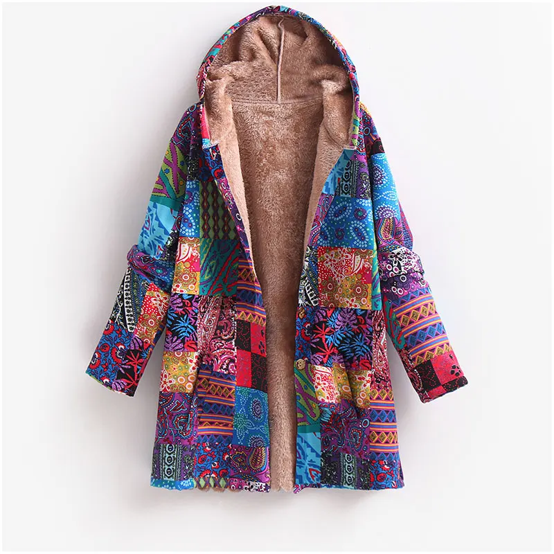 

Cotton Linen Jackets for Women Hooded Bohemian Long Jackets with Pockets Fleece Long Jackets