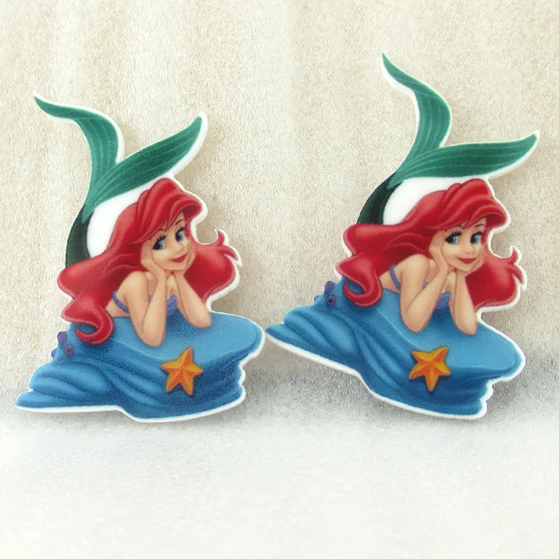 Disney Princess Ariel Little Mermaid 5pcs/lot Planar Resin Flatback Craft Supplies Cabochon Scrapbook DIY Hair Bow Bag Acrylic