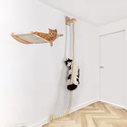 Arbre à chat mural en ULde sisal, poteau à gratter, jouets de jeu interactifs, salle de gym de la jungle pour chats d'intérieur