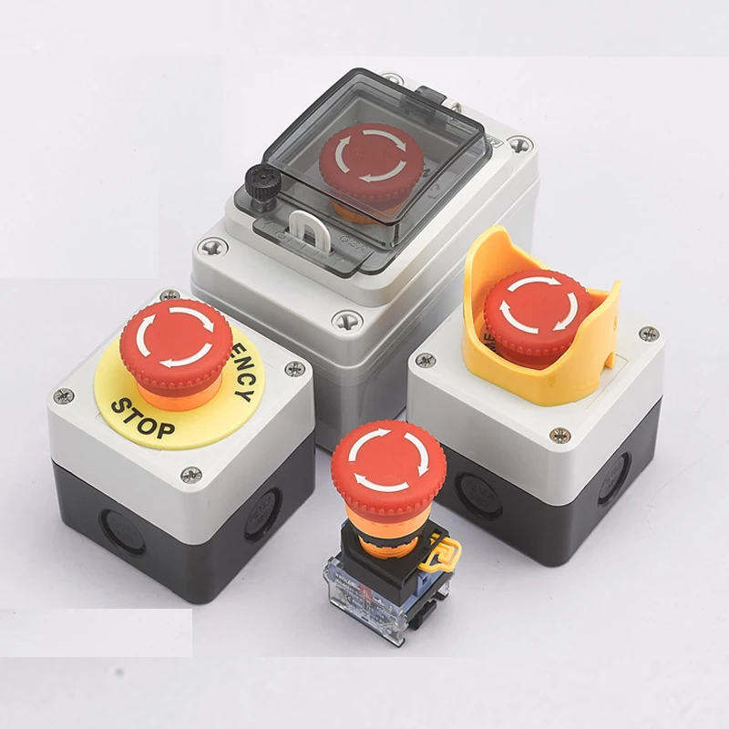 Emergency stop button box switch box elevator button emergency stop waterproof button la38 mushroom head button control box