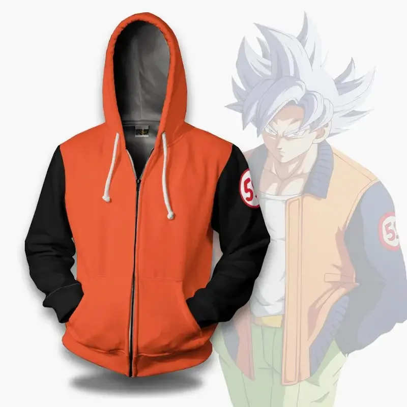 Sudaderas con capucha de Dragon Ball de Anime Kakarotto, ropa de Cosplay de Son Goku, chaqueta estampada de Son Gohan, sudadera con cremallera, abrigo de calle