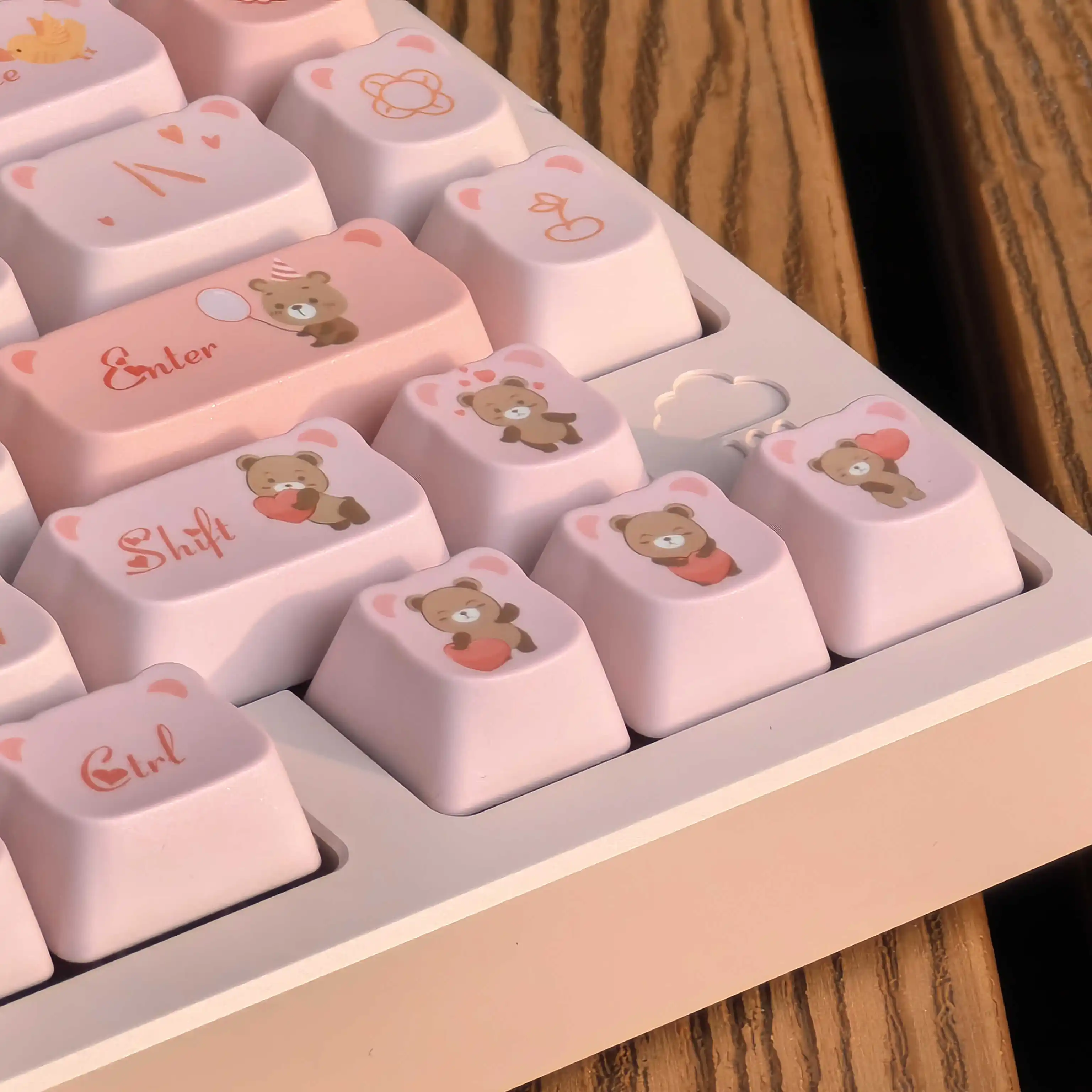 لطيف الدب الوردي Keycap مجموعة جديدة المساعد الشخصي الرقمي PBT مزدوجة النار لوحة المفاتيح الميكانيكية كيكابس ل MX التبديل 6.25U 7U مفتاح المسافة لوحات المفاتيح #2