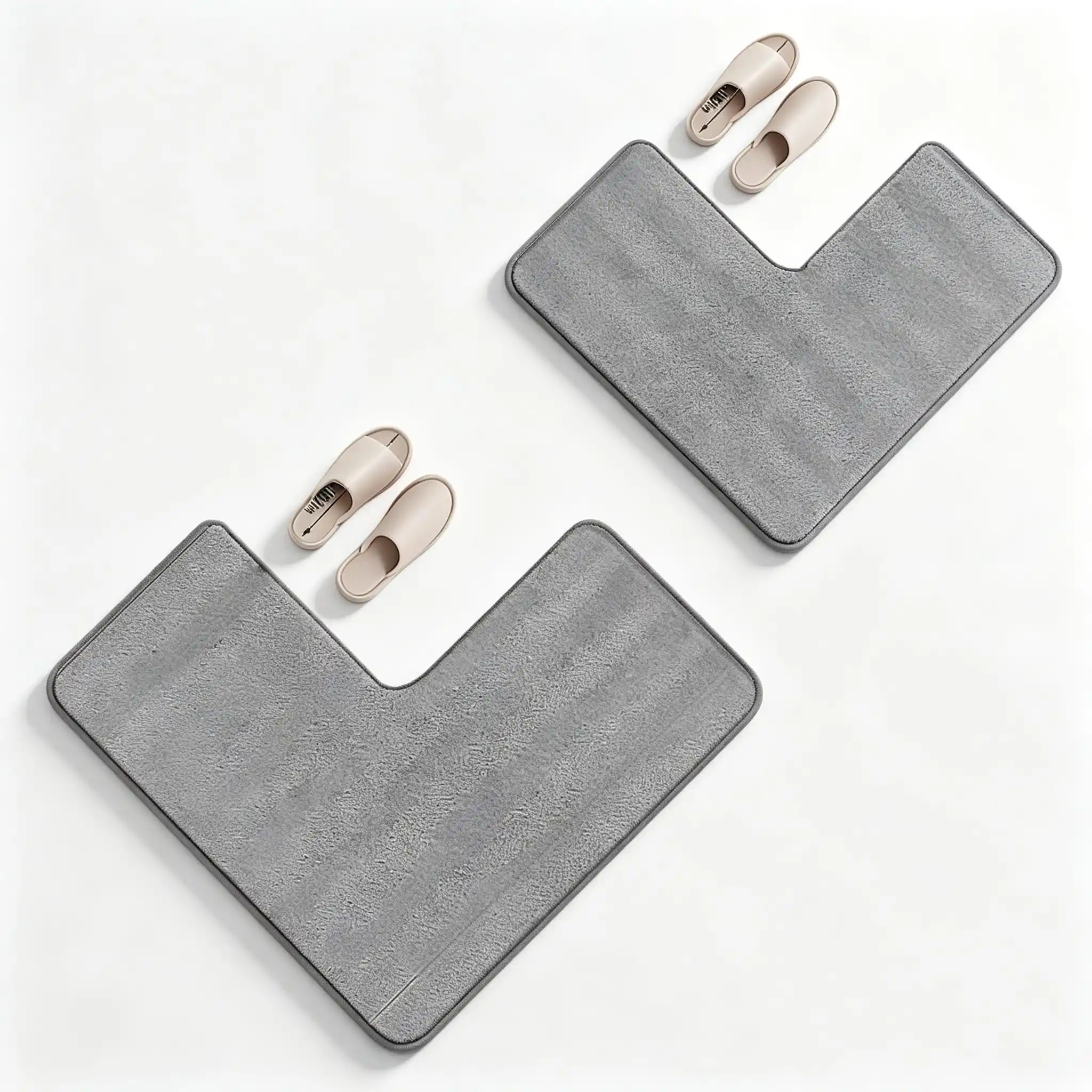 Striped Flannel Bathroom Foot Mat Right Angle Shower Room Absorbent Floor Mat Toilet L-shaped Non-slip Mat JJ2968