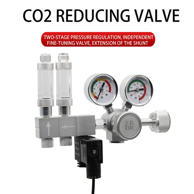 Detalhe 1 de Válvula solenoide Aquarium CO2 Regulator CO2 Pressure Reducing Valve Bubble Meter Solenoid Valve CO2 Control Bipolar Pressure Regulating 1 Outras válvulas