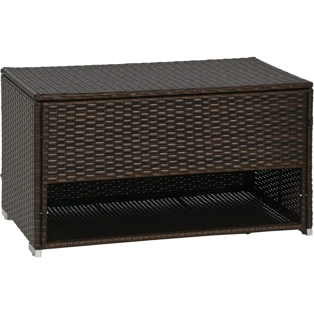 

Outdoor storage box and shoe cabinet, PE rattan towel rack with lining, suitable for indoor, outdoor, and patio furniture mats