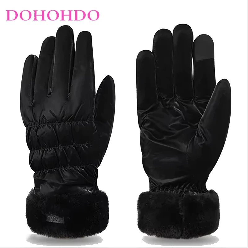 

Ski Gloves Touch Screen Ladies Warm Lovely Rabbit Ears Winter Outdoor Cycling Driving Thickened Butterfly Models Black Gloves