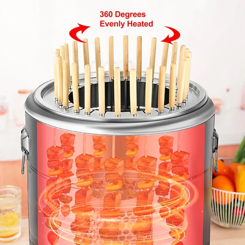 Stainless Steel Smokeless Wrap-around Charcoal Grill Portable Camping BBQ Cooking Grate