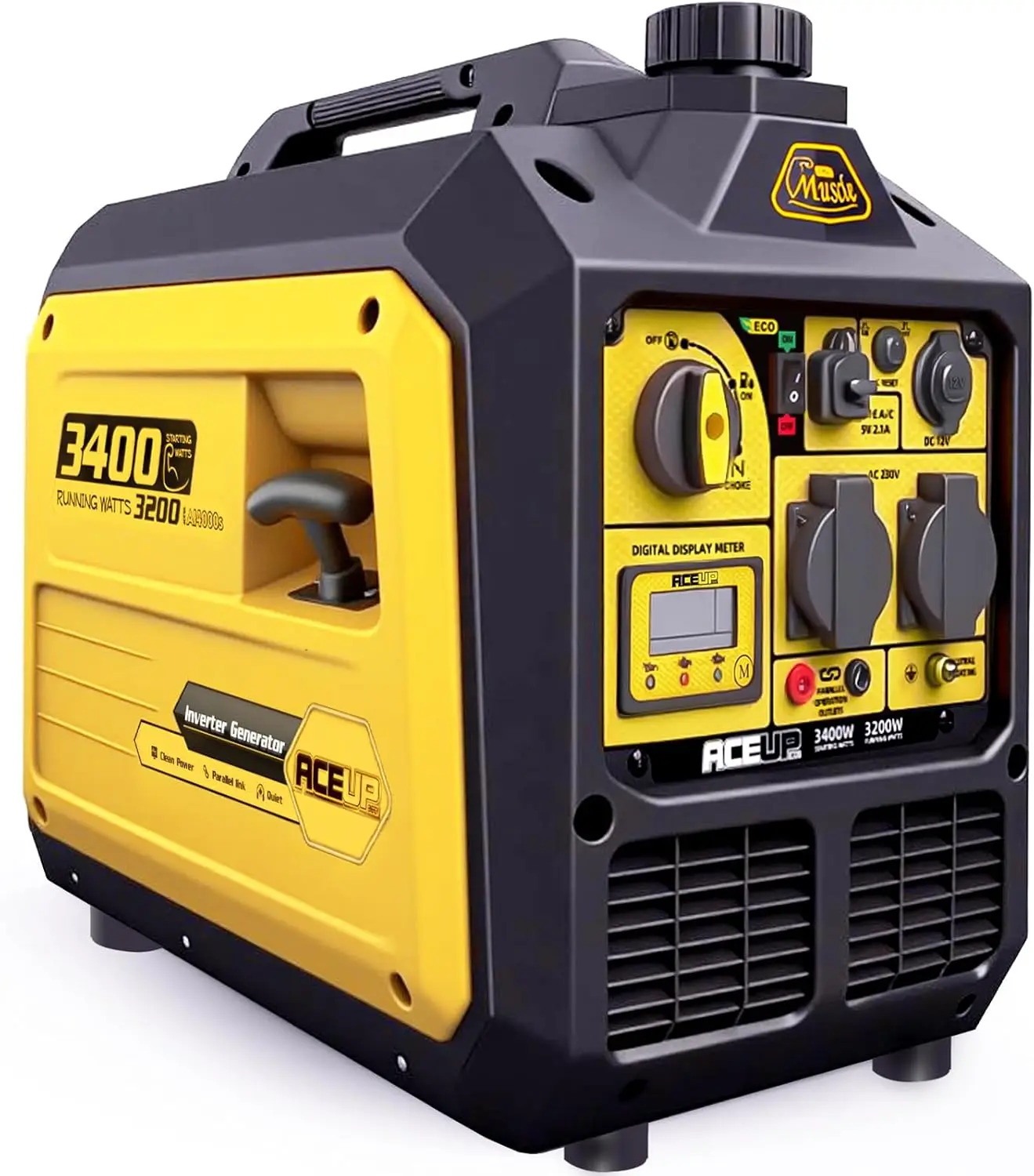 Generatore Inverter Portatile Aceup Energy 3400 Watt, Generatore a Onda Sinusoidale Pura a Benzina Silenzioso per Casa, Campeggio, Camper, EURO-V