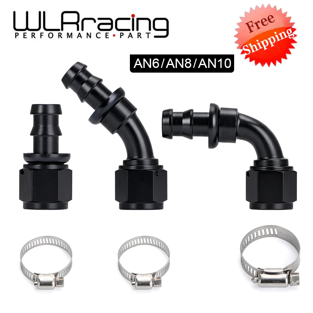 Universal AN6 8 10 Push-on Hose End Fittings Fuel Oil Cooler Hose Fitting 0 45 90 180 Degree Reusable Connection Adapter Set