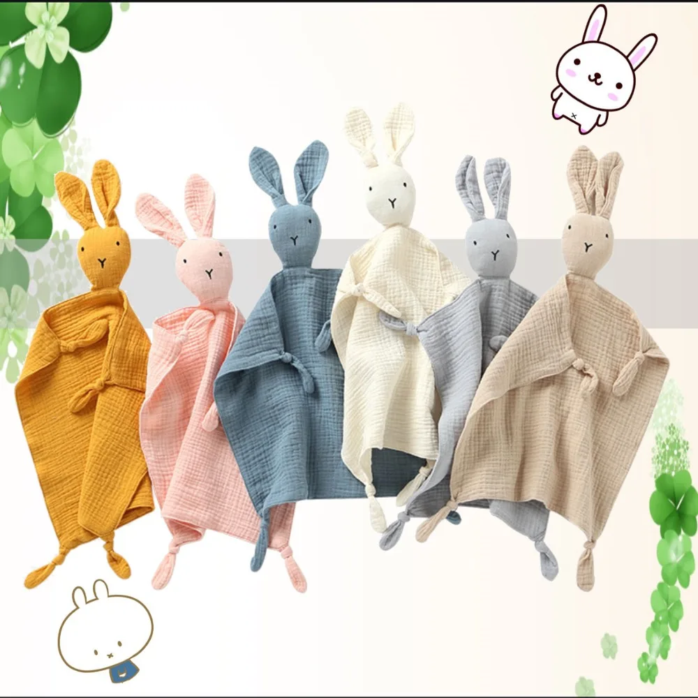 Soft Sleep Toy Soothe Appease Towel Bibs Baby Cotton Muslin Comforter Blanket Newborn Sleeping Dolls Kids