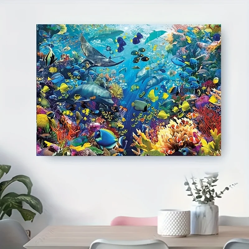 1000피스 수중 세계 직소 퍼즐 - 상어, 열대어, 산호초 디자인 - 도전적인
