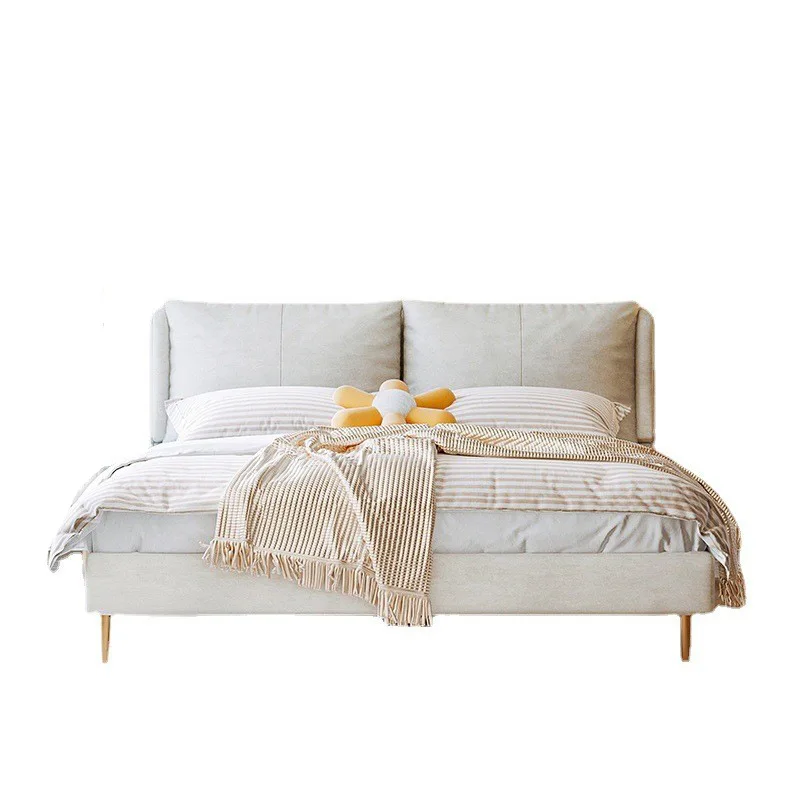 

Cream Wind Technology Flannel Bed Light Luxury Modern Simple Soft Bag Fabric Bed