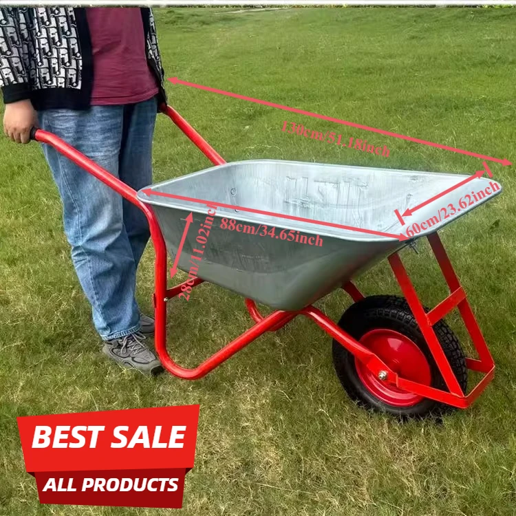 

Manual Single-Wheel Farm Construction Cart - Tilting Wheelbarrow for Sand Soil, Rubbish Cargo Hauling