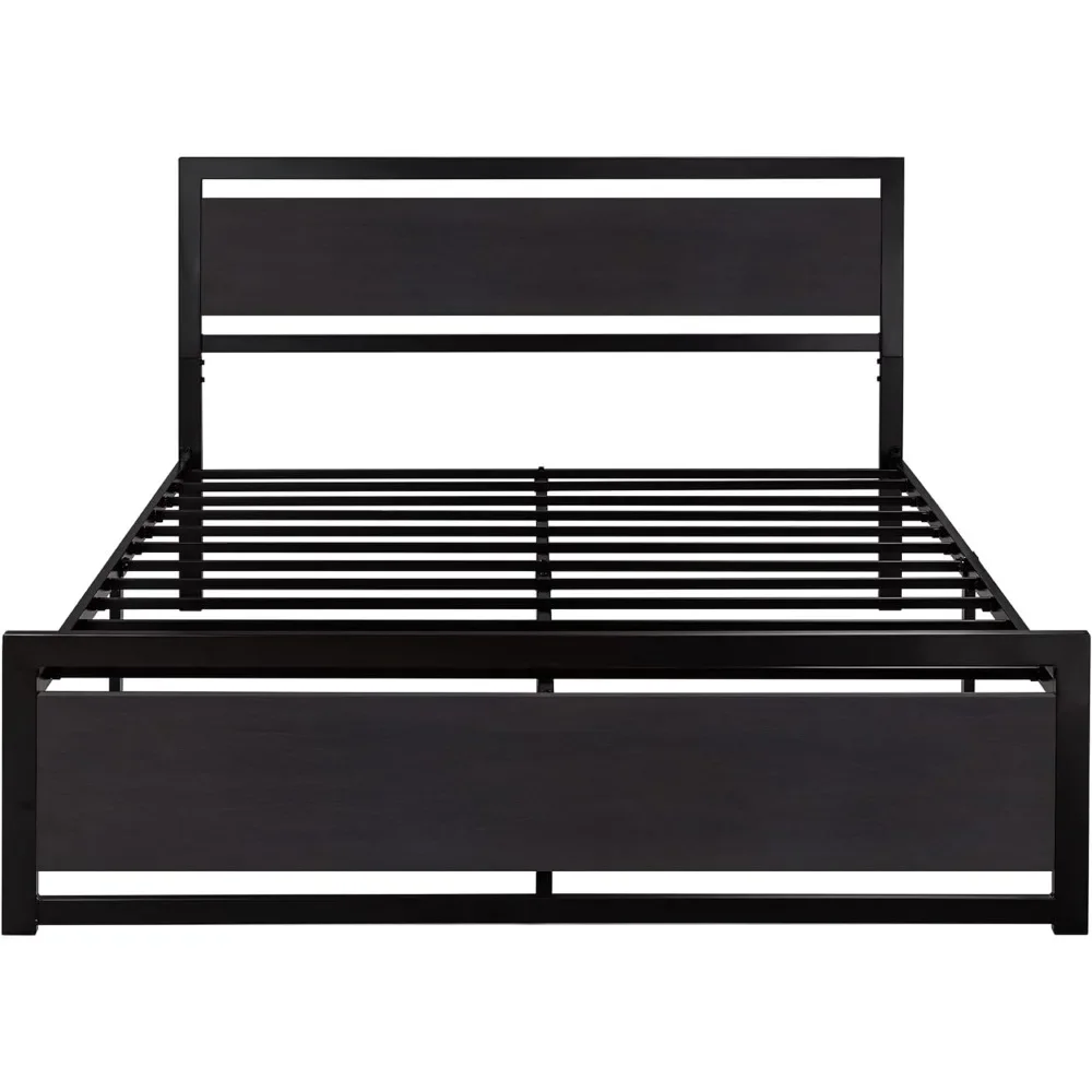 Full/Queen Bed Frame with Headboard, Heavy Duty Metal Platform Bed Frame with Strong Support, Under Bed Storage