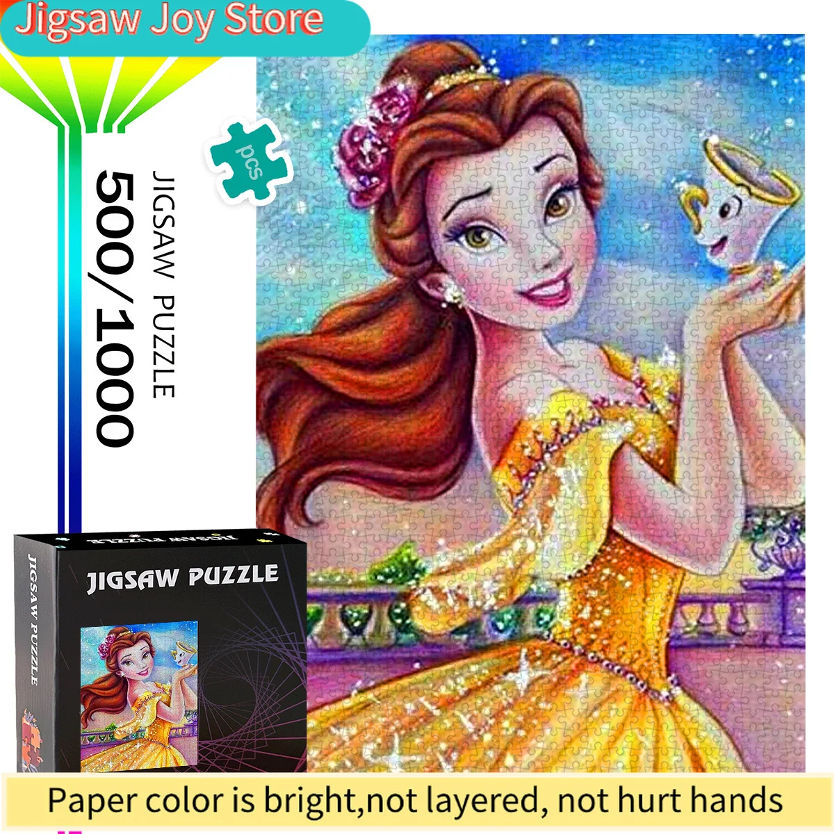 Rompecabezas de la Bella y la Bestia de Disney o Disney - Rompecabezas grande y difícil para adultos, adecuado para Navidad, B