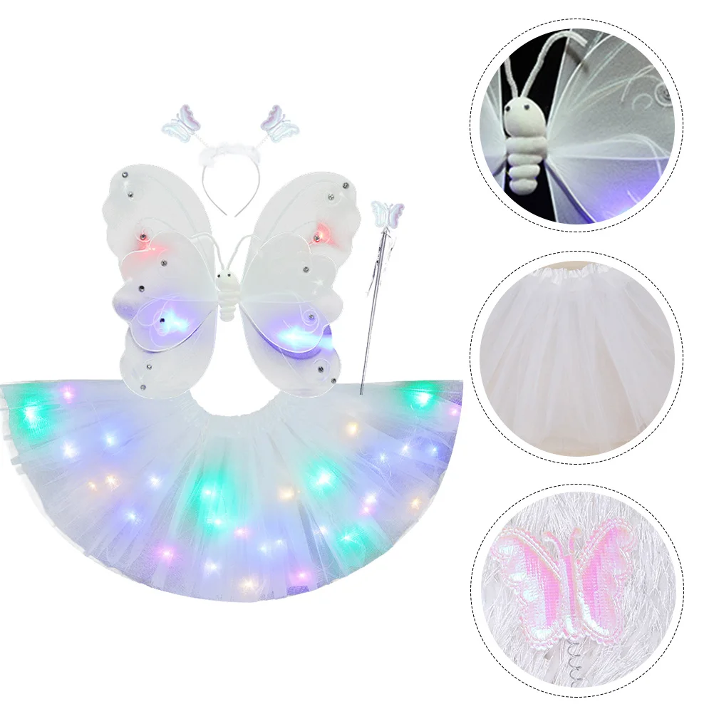 

Glowing Wings Skirt Suit Tutu Tulle Costume for Girls Kids Dress up Fairy Stick Set Ideal Gift Ballet Stage Halloween Costumes