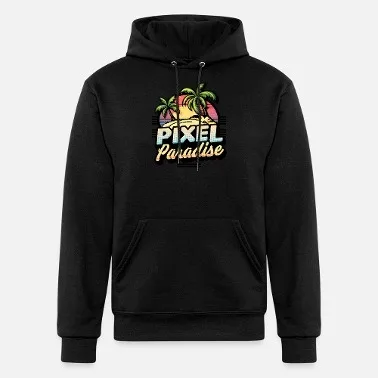 

Pixel — хлопковая толстовка с капюшоном Themed Paradise, упрощенная очаровательная пиксельная пальма с дизайном и надписью «PIXEL Paradise»